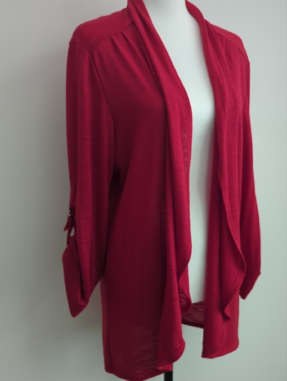 Studio Works Red Open Front Cardigan Roll Tab Sleeve XL - Picture 6 of 10